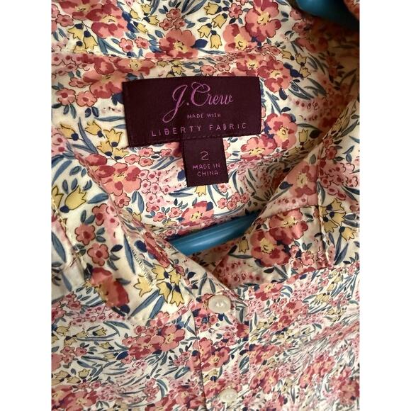 J.CREW X Liberty London Pink Swirling Petals Floral Popover Shirt Size 2 H4651 - Picture 6 of 13